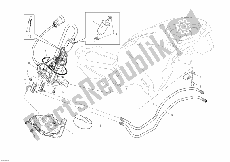 Todas las partes para Bomba De Combustible de Ducati Monster 1100 USA 2010